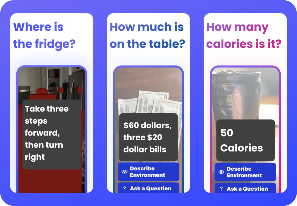 PingPath app screenshots showing questions about surroundings